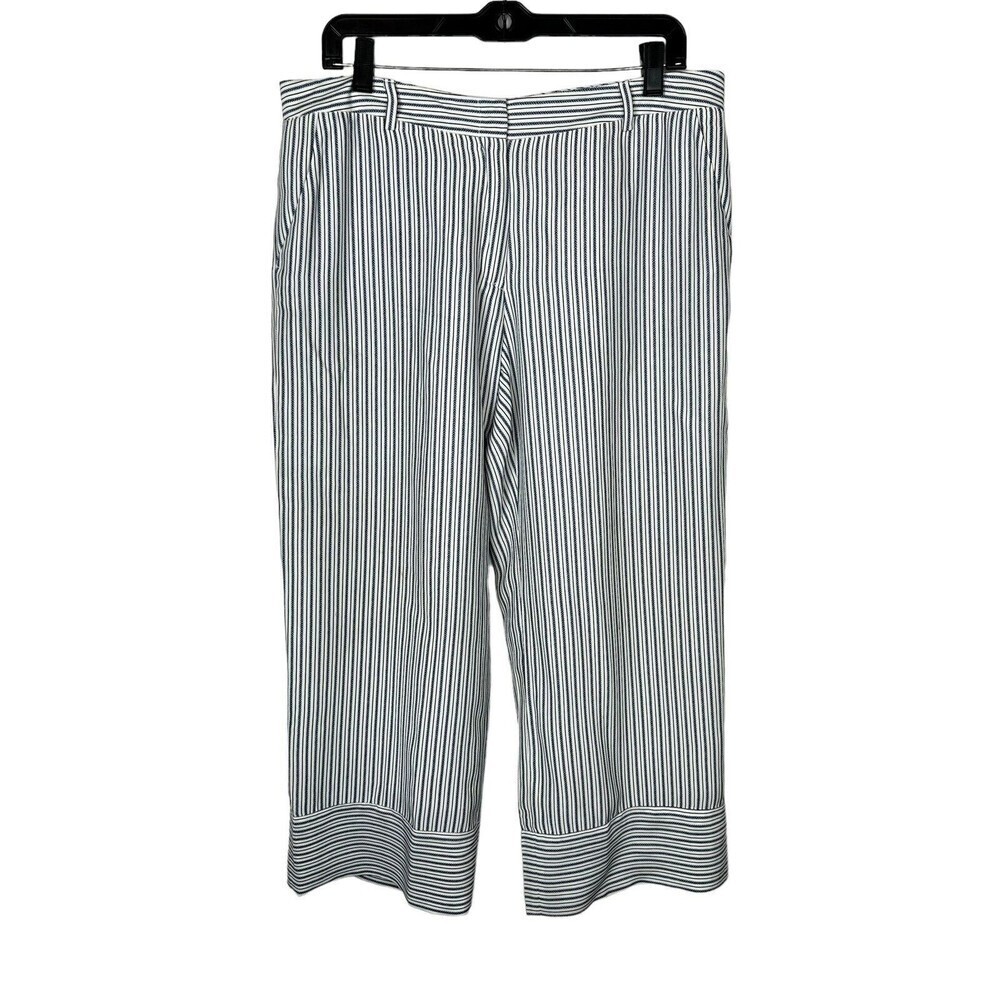 JENNI KAYNE size 8 blue white striped wide leg crop pants